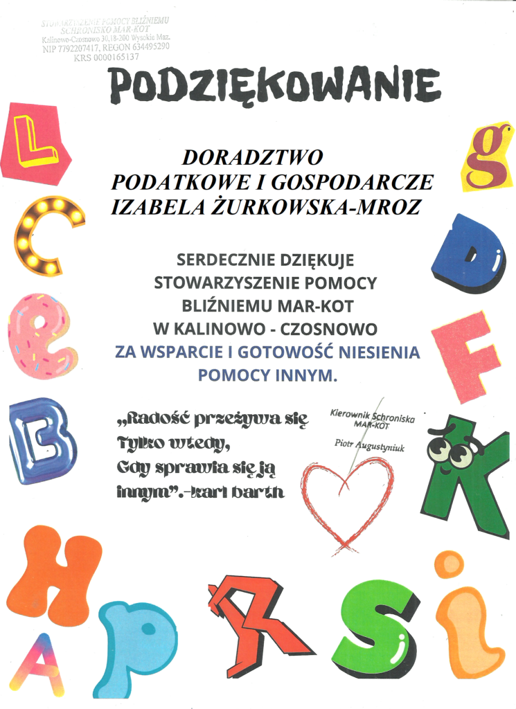 Dyplom z podziękowaniem